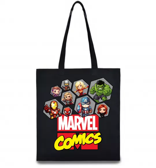 Эко-сумка Marvel comics колаж Черный фото