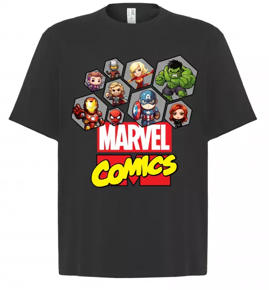 Футболка Оверсайз Marvel comics колаж Чорний фото