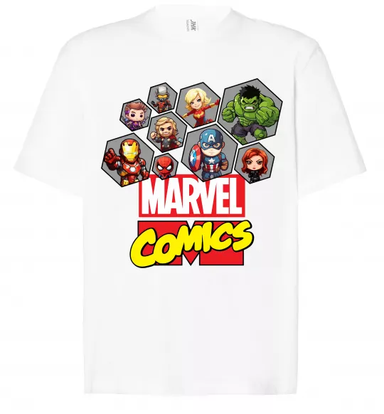 Футболка Оверсайз Marvel comics колаж Білий фото