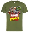 Мужская футболка Marvel comics колаж Оливковый фото