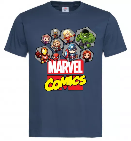 Мужская футболка Marvel comics колаж Темно-синий фото