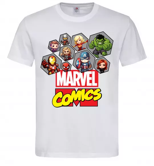 Мужская футболка Marvel comics колаж Белый фото