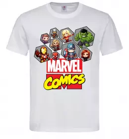 Мужская футболка Marvel comics колаж Белый фото