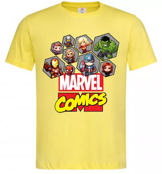 Мужская футболка Marvel comics колаж Лимонный фото