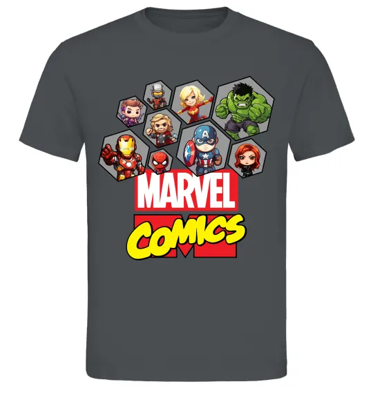 Мужская футболка Marvel comics колаж Графит фото