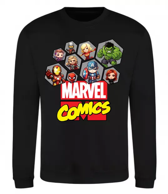 Світшот Marvel comics колаж Чорний фото