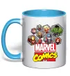 Чашка з кольоровою ручкою Marvel comics колаж Блакитний фото