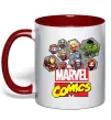 Чашка з кольоровою ручкою Marvel comics колаж Червоний фото