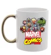 Чашка з кольоровою ручкою Marvel comics колаж Золото фото