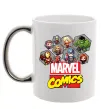 Чашка з кольоровою ручкою Marvel comics колаж Срібло фото