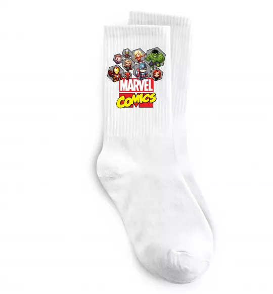 Носки Marvel comics колаж Белый фото