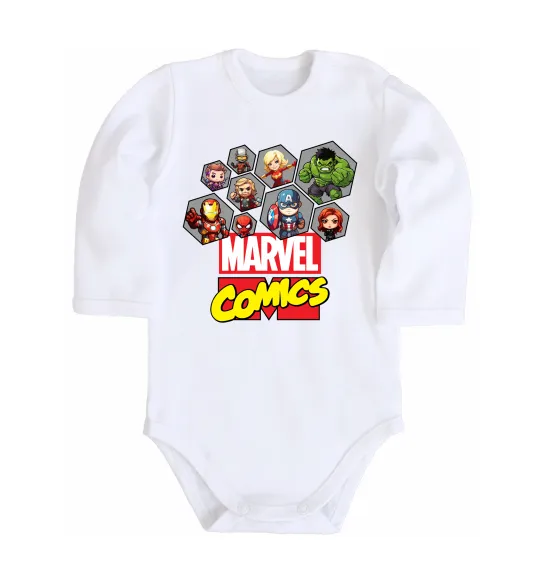 Дитячий бодік Marvel comics колаж Білий фото