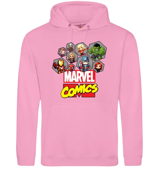 Мужская толстовка (худи) Marvel comics колаж Розовый фото