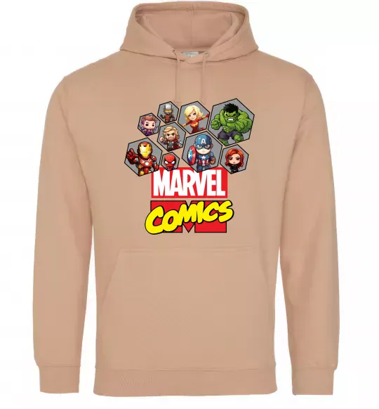Женская толстовка (худи) Marvel comics колаж Песочный фото