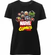 Женская премиум футболка Marvel comics колаж Черный фото