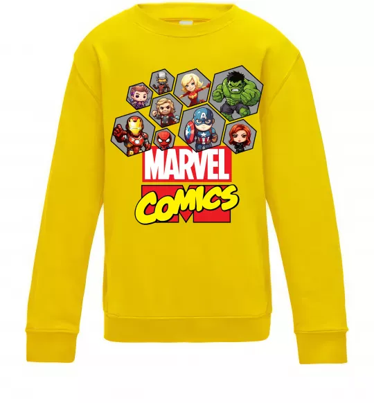 Детский Свитшот Marvel comics колаж Солнечно желтый фото