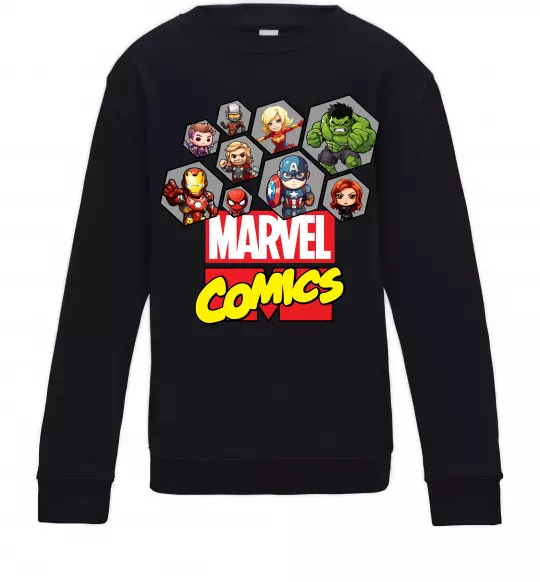 Детский Свитшот Marvel comics колаж Черный фото
