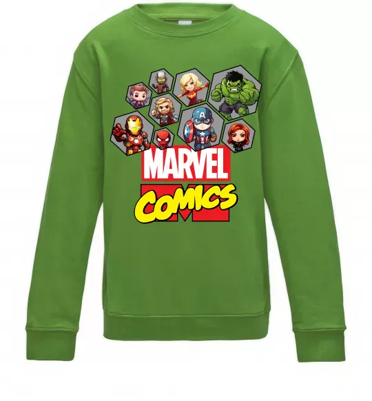 Детский Свитшот Marvel comics колаж Лаймовый фото