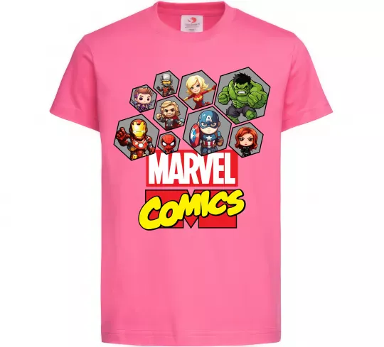 Детская футболка Marvel comics колаж Ярко-розовый фото