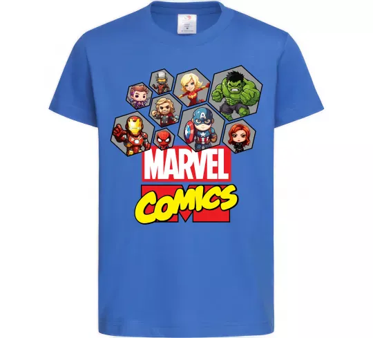 Детская футболка Marvel comics колаж Ярко-синий фото