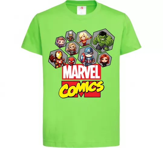 Детская футболка Marvel comics колаж Лаймовый фото