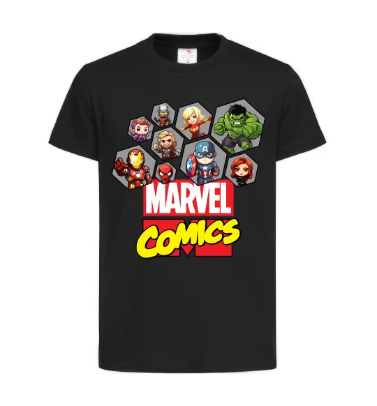 Детская футболка Marvel comics колаж Черный фото