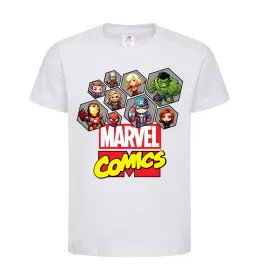 Детская футболка Marvel comics колаж Белый фото