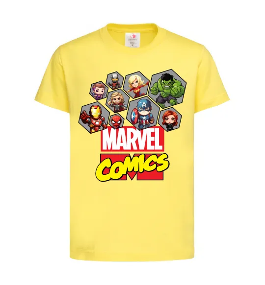 Детская футболка Marvel comics колаж Лимонный фото