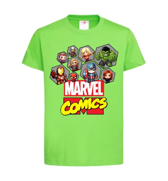 Детская футболка Marvel comics колаж Лаймовый фото