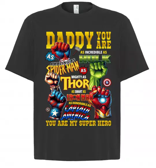 Футболка Оверсайз Marvel Daddy super hero Черный фото