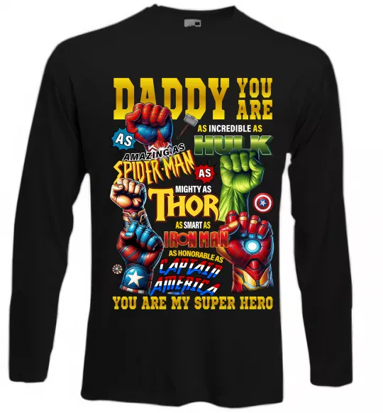 Лонгслів Marvel Daddy super hero Чорний фото