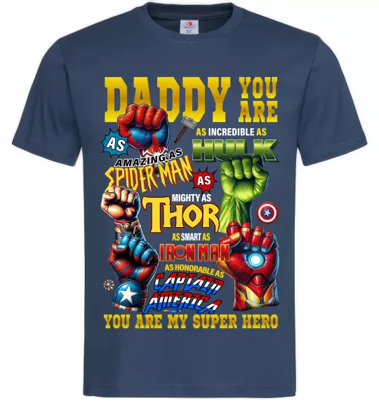 Мужская футболка Marvel Daddy super hero Темно-синий фото