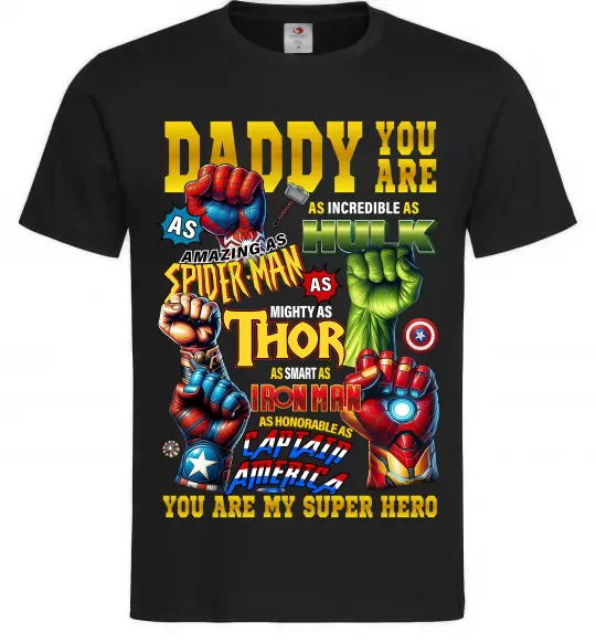 Мужская футболка Marvel Daddy super hero Черный фото