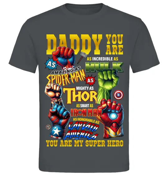 Мужская футболка Marvel Daddy super hero Графит фото