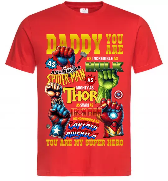 Мужская футболка Marvel Daddy super hero Красный фото