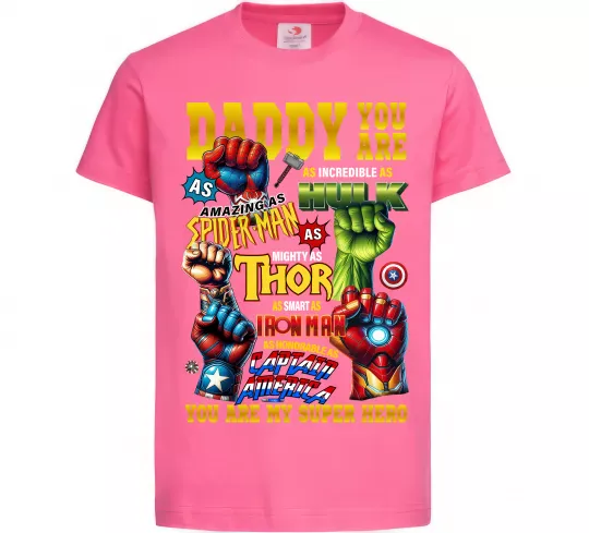 Детская футболка Marvel Daddy super hero Ярко-розовый фото