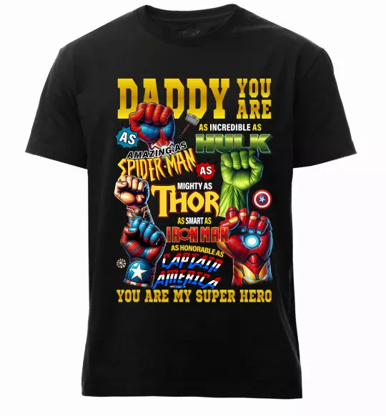 Мужская премиум футболка Marvel Daddy super hero Черный фото