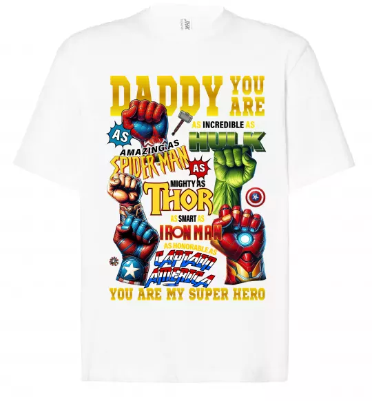 Футболка Оверсайз Marvel Daddy super hero Белый фото