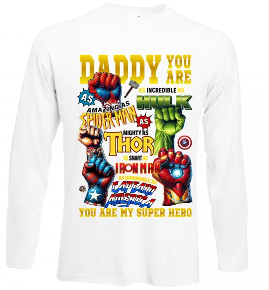 Лонгслів Marvel Daddy super hero Білий фото