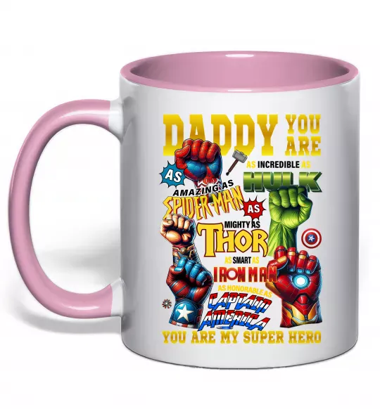Чашка с цветной ручкой Marvel Daddy super hero Нежно розовый фото