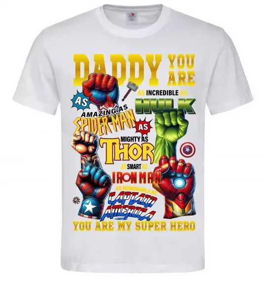 Мужская футболка Marvel Daddy super hero Белый фото