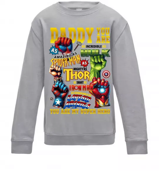 Дитячий світшот Marvel Daddy super hero Сірий меланж фото