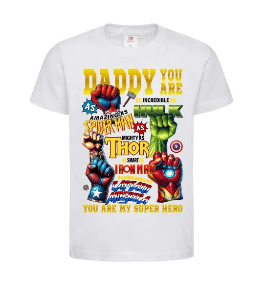 Детская футболка Marvel Daddy super hero Белый фото