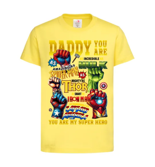Детская футболка Marvel Daddy super hero Лимонный фото