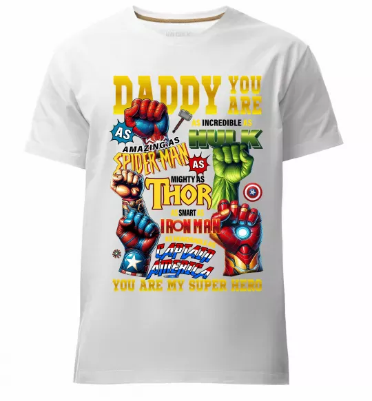 Мужская премиум футболка Marvel Daddy super hero Белый фото