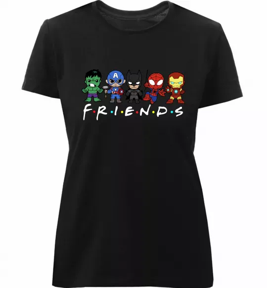 Жіноча преміум футболка Marvel friends Чорний фото