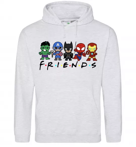 Мужская толстовка (худи) Marvel friends Серый меланж фото