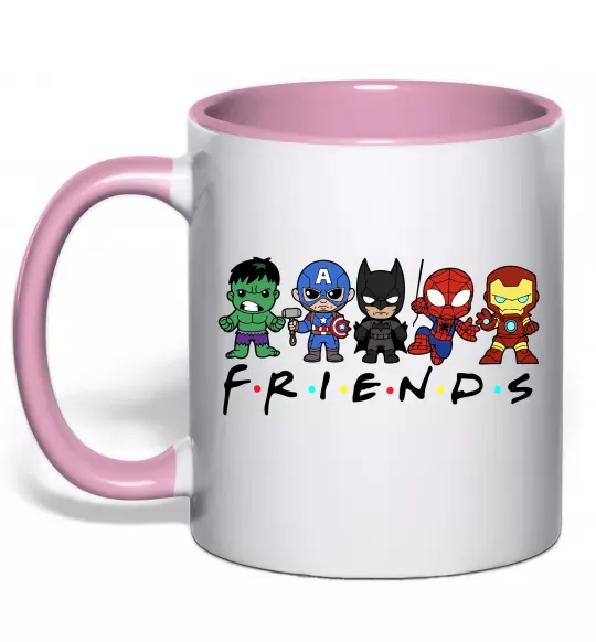 Чашка с цветной ручкой Marvel friends Нежно розовый фото