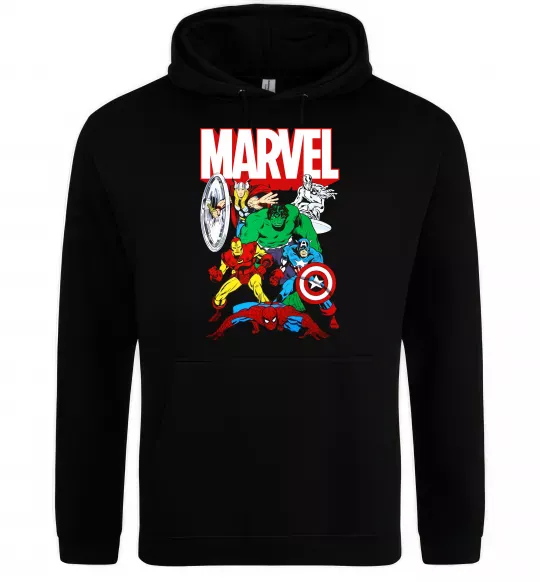 Мужская толстовка (худи) Marvel old comics Черный фото