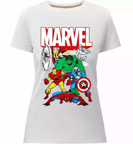 Женская премиум футболка Marvel old comics Белый фото